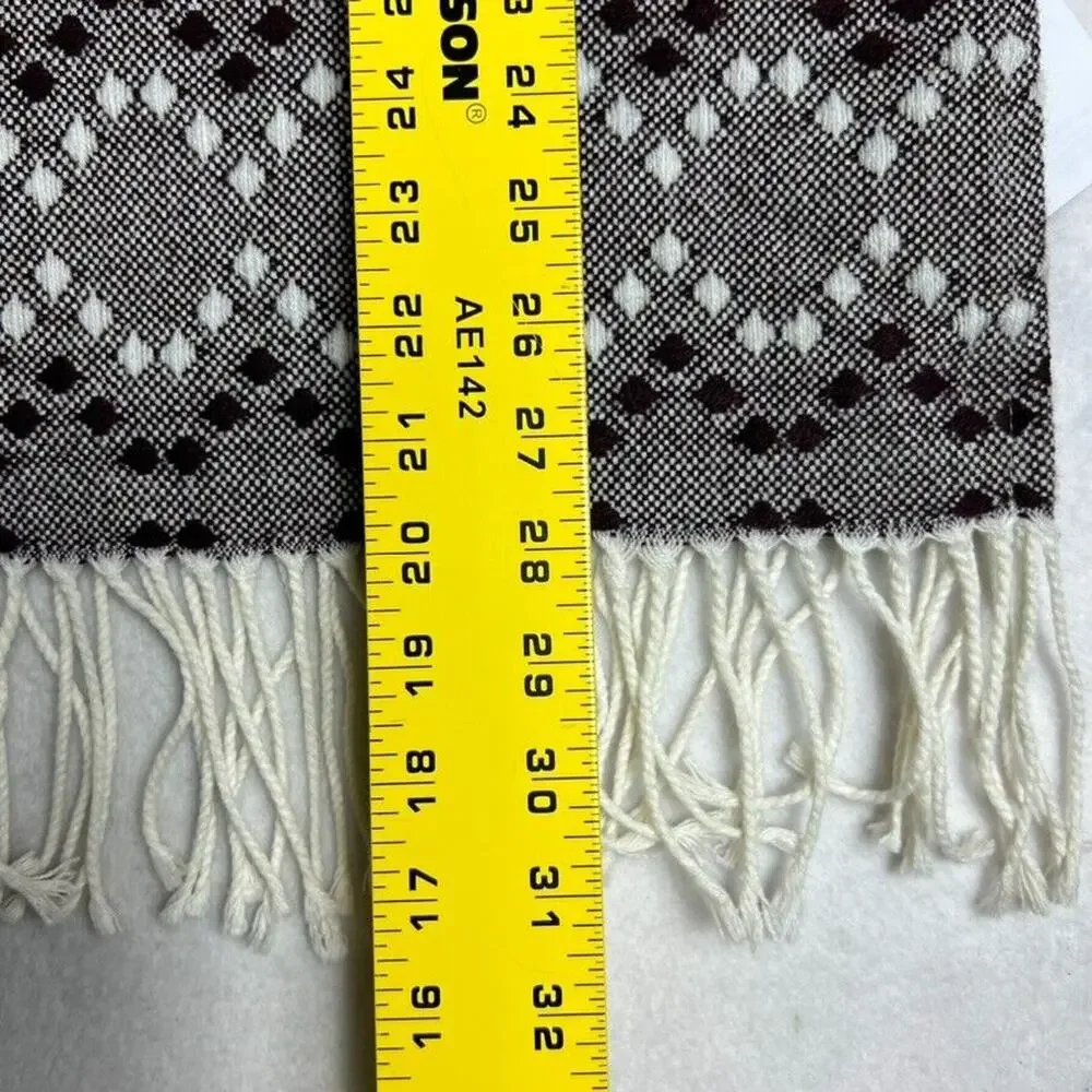 West Elm Throw Blanket Diamond Dot Decorative Burgundy White 44x56 Fringe